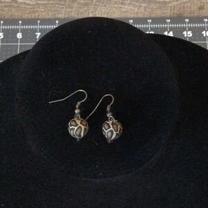 Elegant Leopard Drop Earrings in Brown and Silver